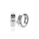 ZINZI silberne Luxusohrringe drei glatte Reihen und weißer runder Zirkonia 15x4mm ZIO2241