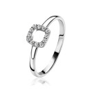 ZINZI silberner Ring viereckig weiß ZIR1468