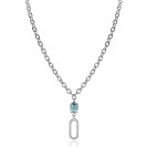 ZINZI zlv. collier/hanger ovale met zirc. en petrol cz