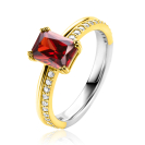 ZINZI zlv. ring gg.verg. rechthoek rood en zirc.mt.58