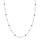 ZINZI zlv. collier 42-45cm met zlv.en blauwe bolletjes