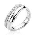 ZINZI zlv. ring multilook rij zirconia's/band glad mt62