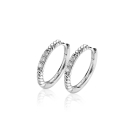 ZINZI silberne Ohrringe gedreht 16 x 2mm  weiße Zirkonias ZIO2128