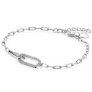 ZINZI Silber Paperclip-Armband mit zwei verbundenen ovalen Gliedern, besetzt mit weißen Zirkonias, 17-20 cm ZIA2690
