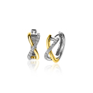 ZINZI silberne zweifarbige Ohrringe Crossover mit weißen Zirkonias 15x5mm ZIO2234