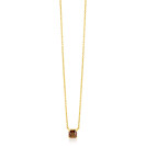 ZINZI zlv. collier gg.verg. met bruine vierkante steen