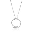 ZINZI Silberkette mit großem offenem rundem Anhänger 25 mm, besetzt mit weißen Zirkonias, 45-50 cm ZIC2645