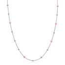 ZINZI zlv. collier met zlv.en roze bolletjes