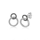 ZINZI silberne Ohrstecker zwei Kreise schwarze und  weiße Zirkonias ZIO1987