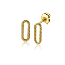 Zinzi silberne Ohrstecker 14K gelb vergoldet 14mm oval bearbeitet ZIO2211G