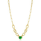 ZINZI zlv. collier gg.verg. met groen hart