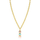 ZINZI zlv. collier gg.verg. hanger roze en turq.stenen