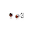 ZINZI zlv. oorknopjes birthstones granaat cz