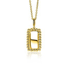 ZINZI silberner Anhänger gelbvergoldet 26mm Rechteck mit Kugel rand ZIH1976G