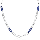 ZINZI zlv. collier paperclip met lapis schakels