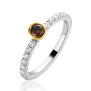 ZINZI zlv. ring bic. bruine steen/ zirc.in scheen mt.62