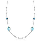 ZINZI zlv. collier fantasie met blauw tinten zirc.