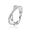 ZINZI silberner cross-over Ring glatt weiß  ZIR1569