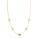 ZINZI zlv. collier gg.verg. klavers blauw/groen/zirc