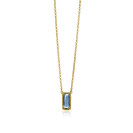 ZINZI zlv. collier gg.verg. met rechthoek blauw 45cm