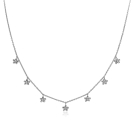 ZINZI zlv. collier met bloem hangertjes en zirc.