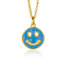 ZINZI zlv. hanger Smiley geel verguld blauw