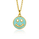 ZINZI zlv. hanger Smiley geel verguld turquoise