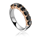 ZINZI zlv. rijring rosé zetting 7steens zwart 4mm 60