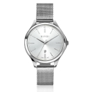 ZINZI Classy Uhr 34 mm silbernes Zifferblatt Stahlgehäuse und Mesh-Armband, Datum ZIW1002M