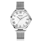 ZINZI Uhr JULIA 34 mm weißes Perlmutt-Zifferblatt römische Ziffern Stahlgehäuse und Mesh-Armband ZIW1117M