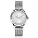ZINZI Classy Mini Watch 30 mm Silbernes Zifferblatt Stahlgehäuse und Mesh-Armband ZIW1202M
