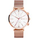 ZINZI Traveller Uhr  weißes Zifferblatt und roségoldfarbenes Gehäuse Stahlgitterband roségoldfarben 39mm dual time ZIW708M