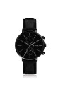 ZINZI Man watch Traveller black schwarzes Zifferblatt mattschwarzes Stahlgehäuse schwarzes Lederband 39mm dual time ZIW750