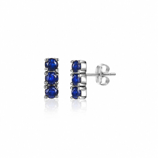 ZINZI silberne Ohrstecker 8mm Stab Chaton-Set dunkelblau ZIO2127B