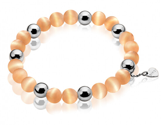 Zinzi silbernes StretchArmband one-size orangefarbende Katzenaugen CH-A21K
