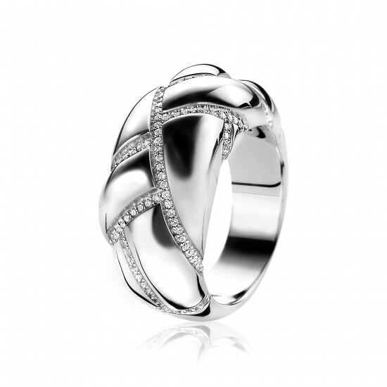 Mart Visser by ZINZI silberner Ring glatt weiß MVR8