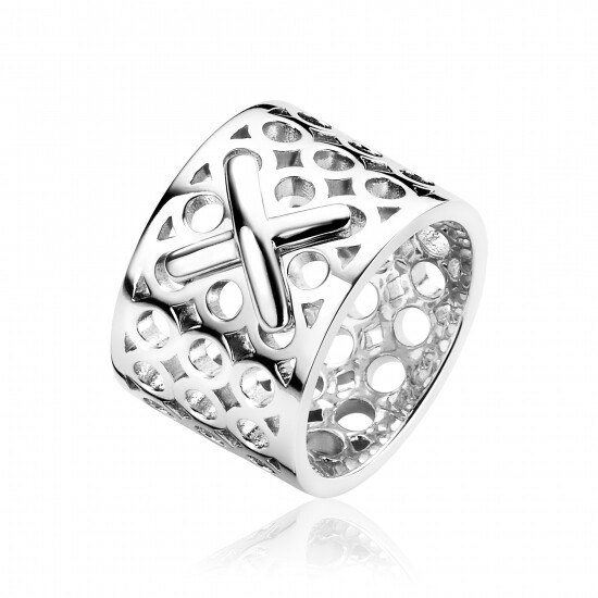 Mart Visser by ZINZI silberner breiter Fantasie Ring glatt 14mm MVR15