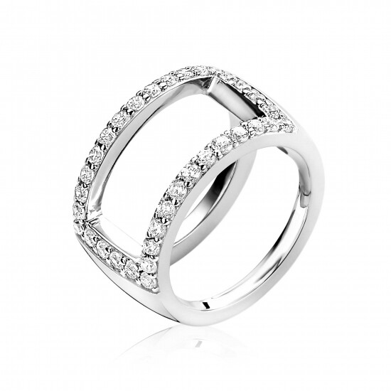 "Mart Visser by ZINZI silberner Ring glatt weiß breit 12mm MVR14"