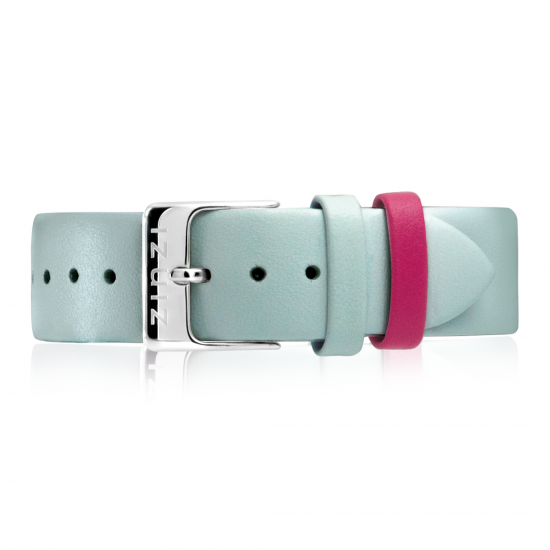 "Zinzi Retro LederArmband Aquablau Stahlschließe 18mm RETBand23"
