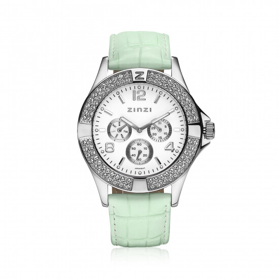 ZINZI Watch weißes Zifferblatt mintgrünes Band UNO13