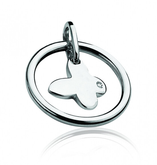 ZINZI DIAMONDS silberner Anhänger Diamant Schmetterling weiß ZDH55