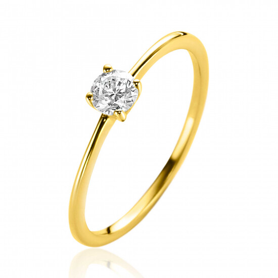 ZINZI Gold ring met zirc. in vierpoot chaton mt.58