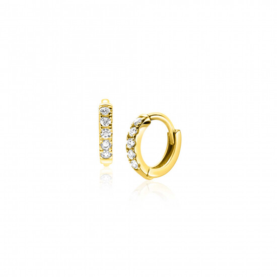 ZINZI GOLD klapcreolen met zirconia's 8.5x1.6mm