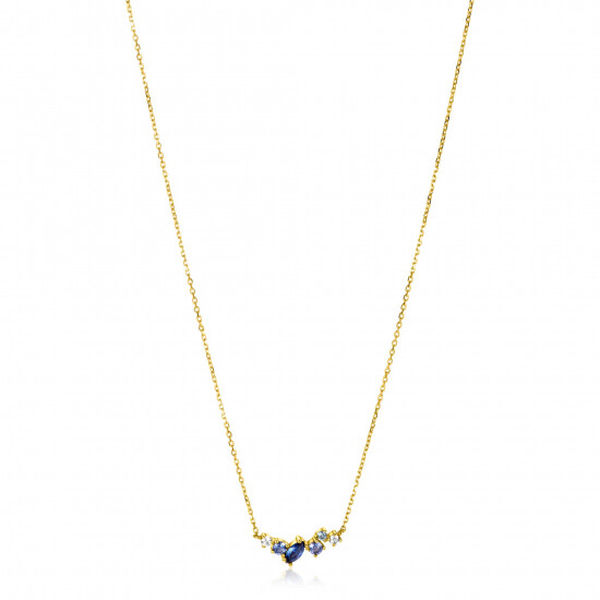ZINZI GOLD collier met witte en blauwe zirc.ertussen