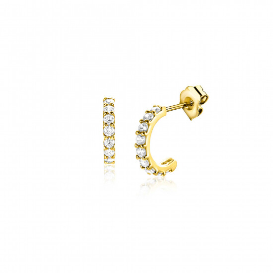 ZINZI GOLD oorstekers hafrond zirconia's 8x1.5mm