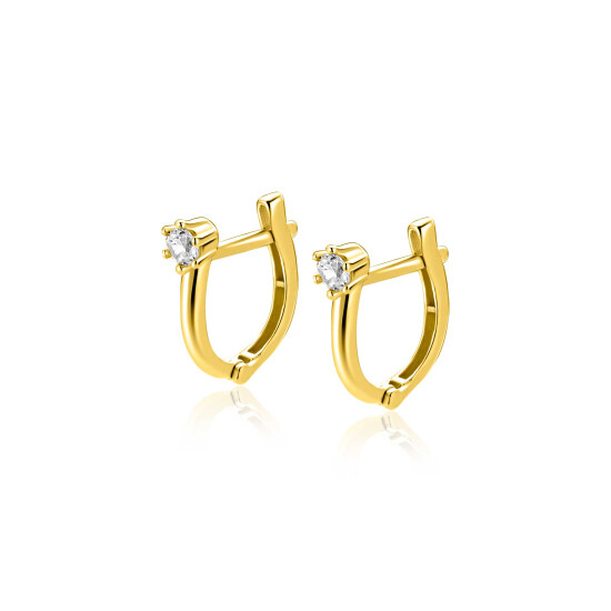 ZINZI GOLD klapcreolen ovaal met zirc.in chaton