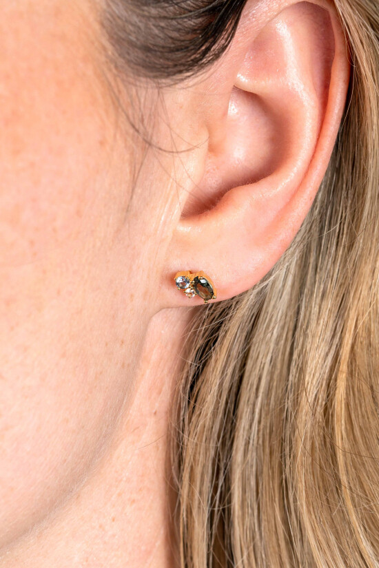 ZINZI GOLD oorstekers fant.groen/blauw/champ.zirc