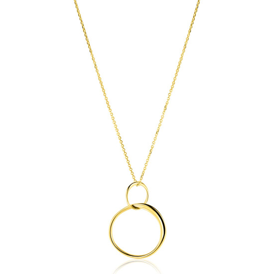 ZINZI GOLD collier met verbonden 2 rondjes hanger