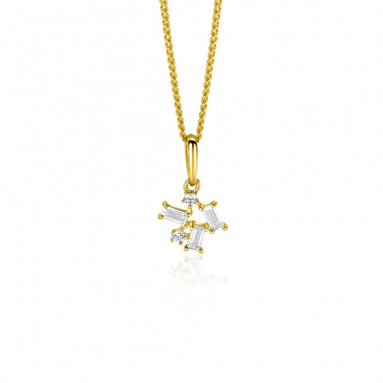 13mm ZINZI Gold 14kt goldener Fantasie-Anhänger mit rechteckigen und runden Zirkonias ZGH511 (ohne Kette)