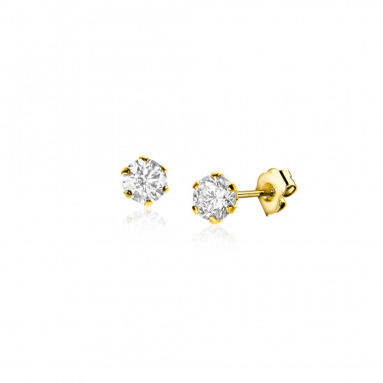 ZINZI GOLD oorknopjes zirconia in chaton 4mm